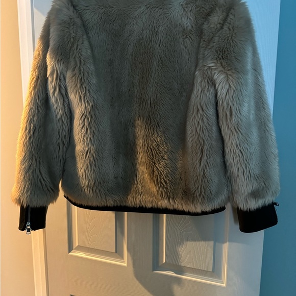 Beautiful, faux fur, faux leather trimmed bomber jacket by Fate (EUC) - Picture 2 of 3